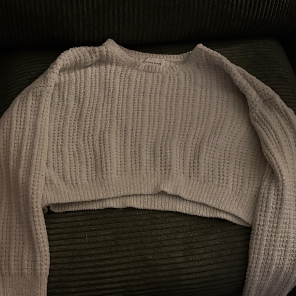 Pink Rose Cream Sweater Cardigan